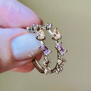 Semi Precious Gemstone Hoop Earrings